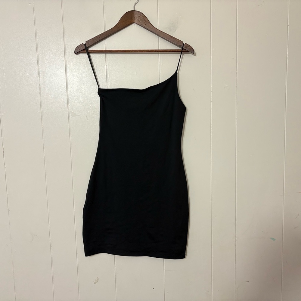 Babaton Contour One Shoulder Mini Dress Black Size M Bodycon - Picture 3 of 9